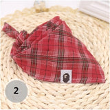 New Summer Dog Bandanas Cotton Plaid Washable Pet